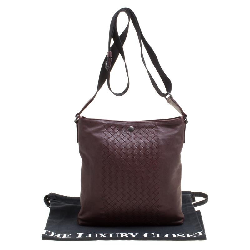 Bottega Veneta Burgundy Intrecciato Leather Crossbody Bag 7