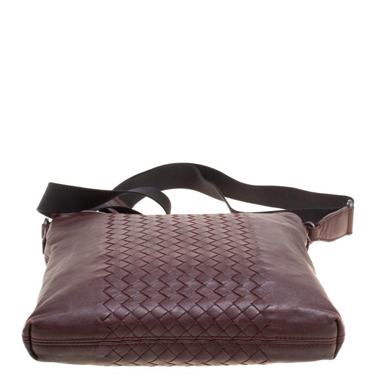 Bottega Veneta Burgundy Intrecciato Leather Crossbody Bag 1