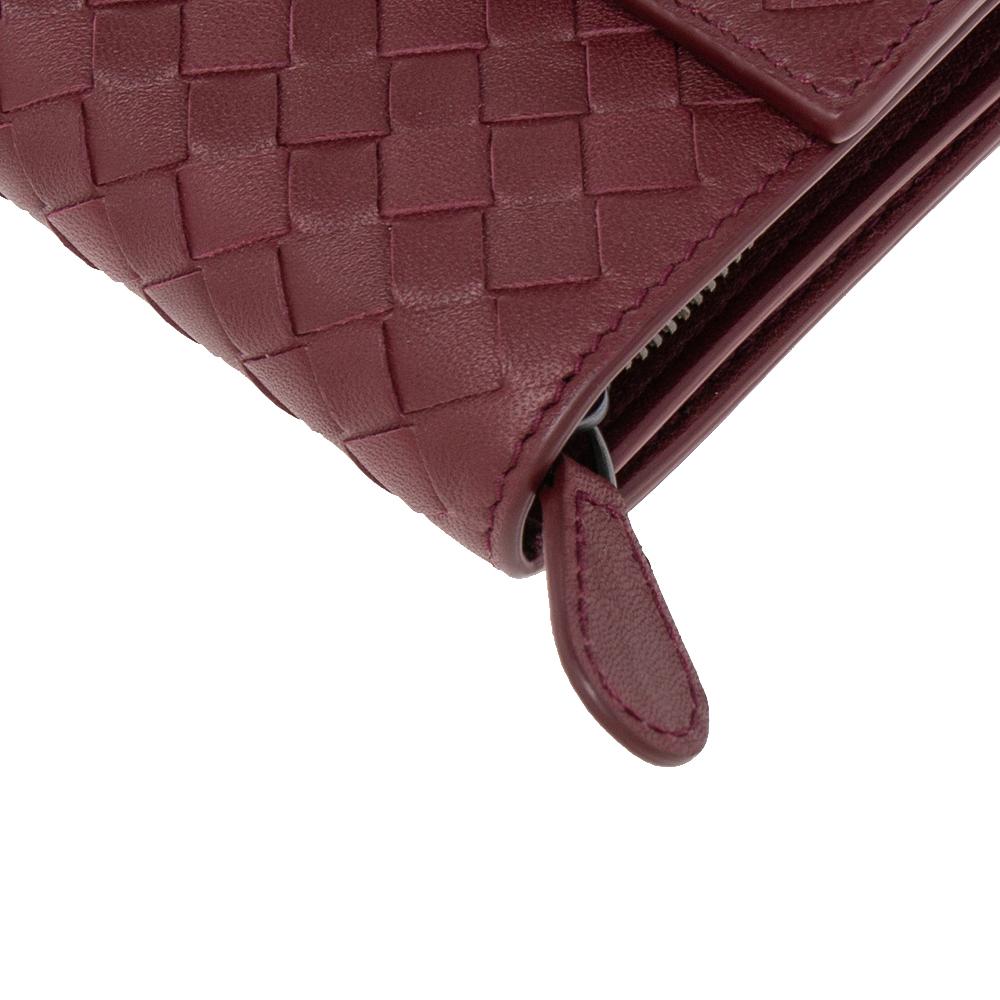 Bottega Veneta Burgundy Intrecciato Leather Flap Continental Wallet 1