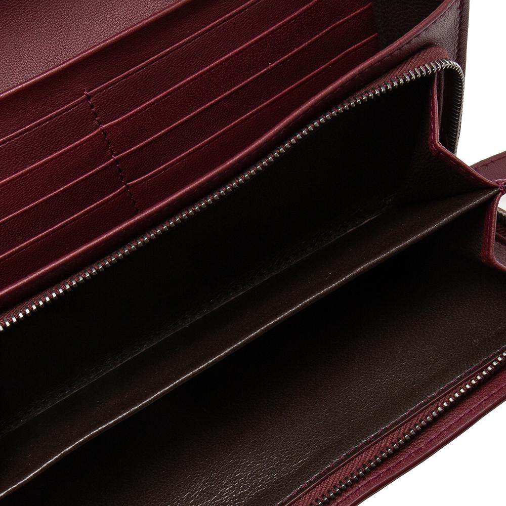 Bottega Veneta Burgundy Intrecciato Leather Flap Continental Wallet 2