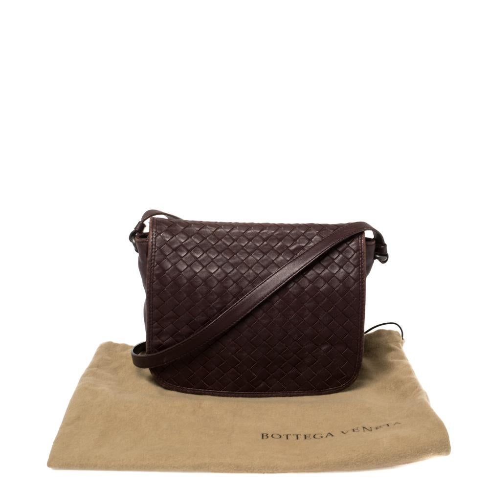 Bottega Veneta Burgundy Intrecciato Leather Flap Crossbody Bag 7