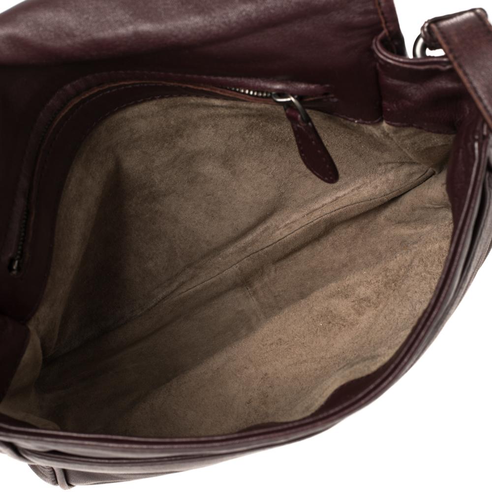 Bottega Veneta Burgundy Intrecciato Leather Flap Crossbody Bag 2