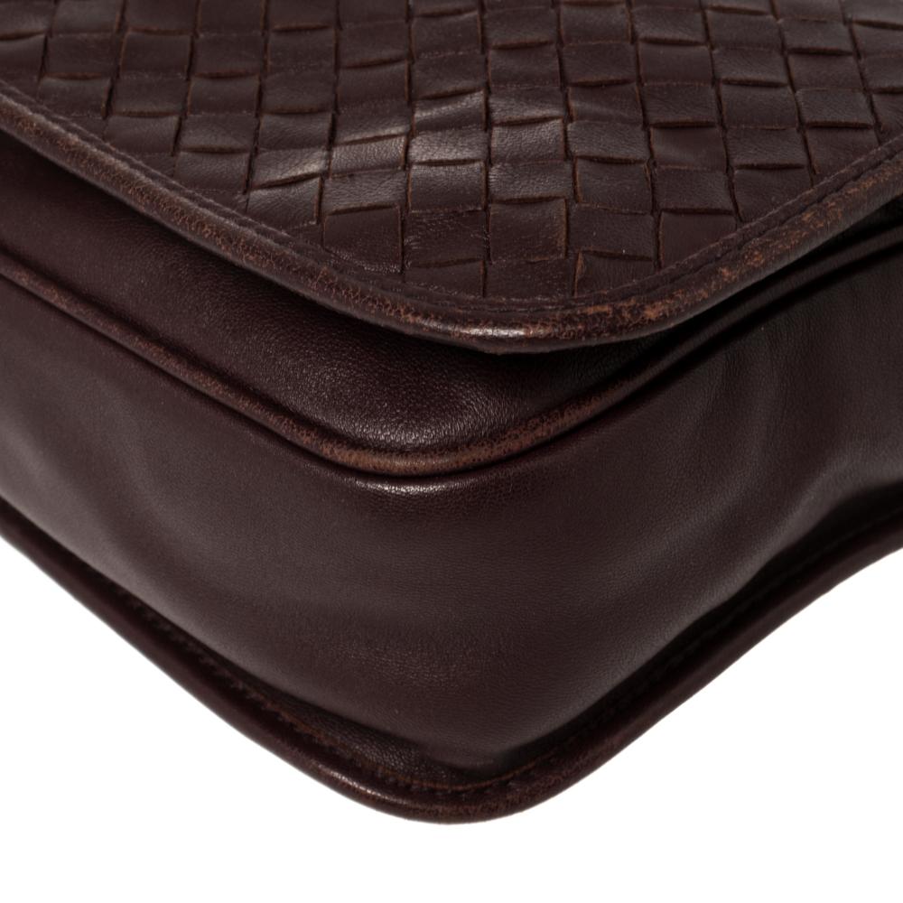 Bottega Veneta Burgundy Intrecciato Leather Flap Crossbody Bag 4