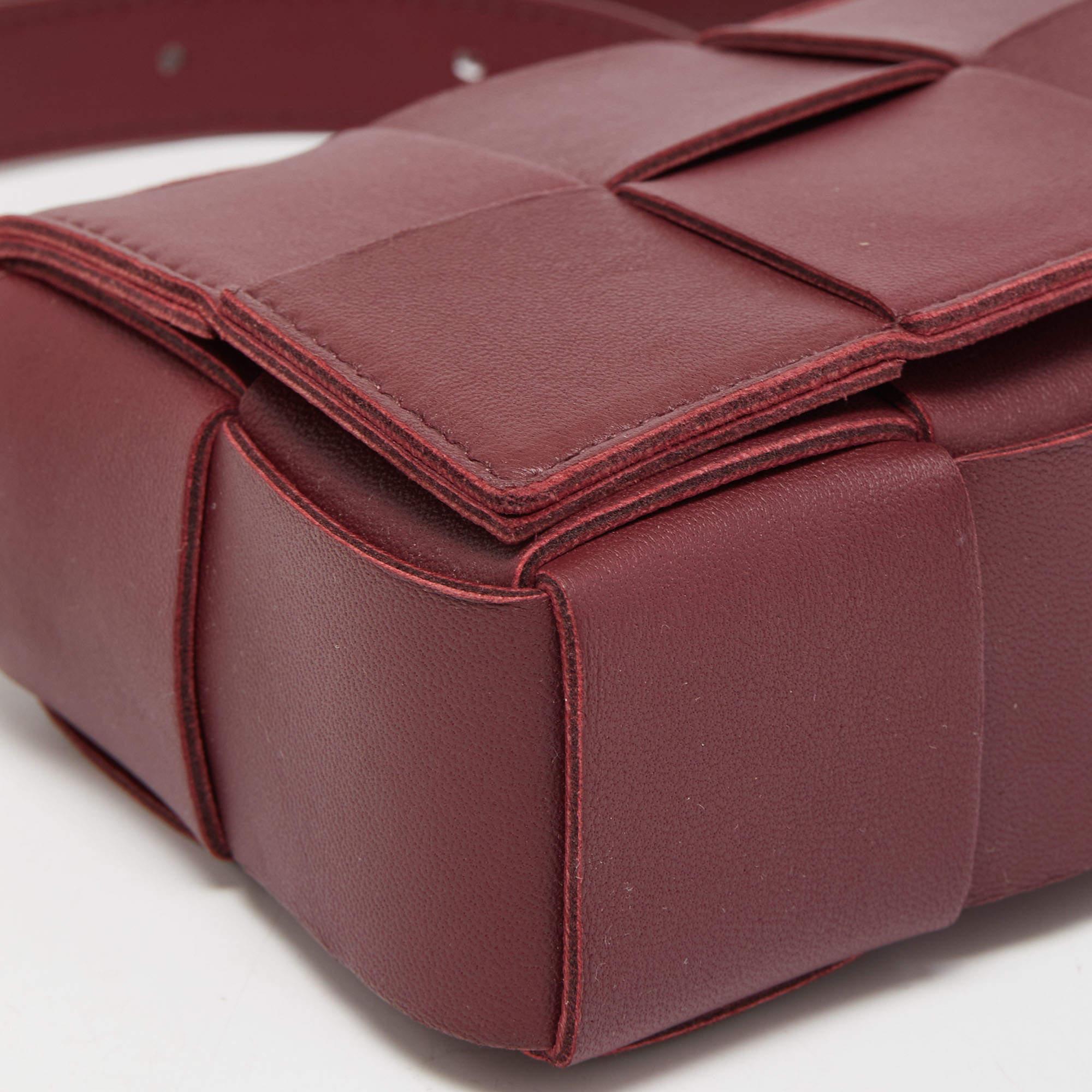 Bottega Veneta Burgundy Intrecciato Leather Mini Candy Cassette Crossbody Bag 6