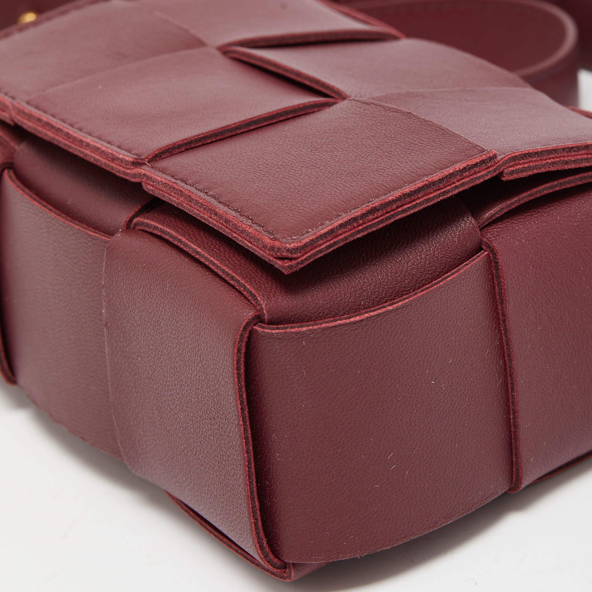 Bottega Veneta Burgundy Intrecciato Leather Mini Candy Cassette Crossbody Bag 7