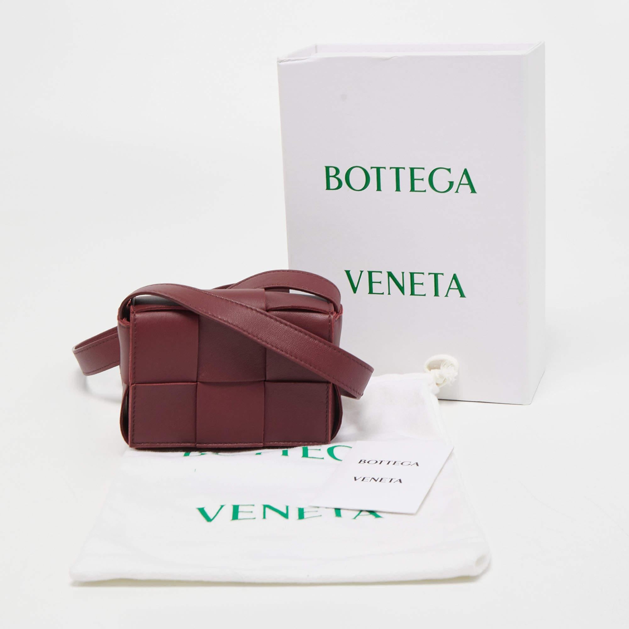 Bottega Veneta Burgundy Intrecciato Leather Mini Candy Cassette Crossbody Bag 4