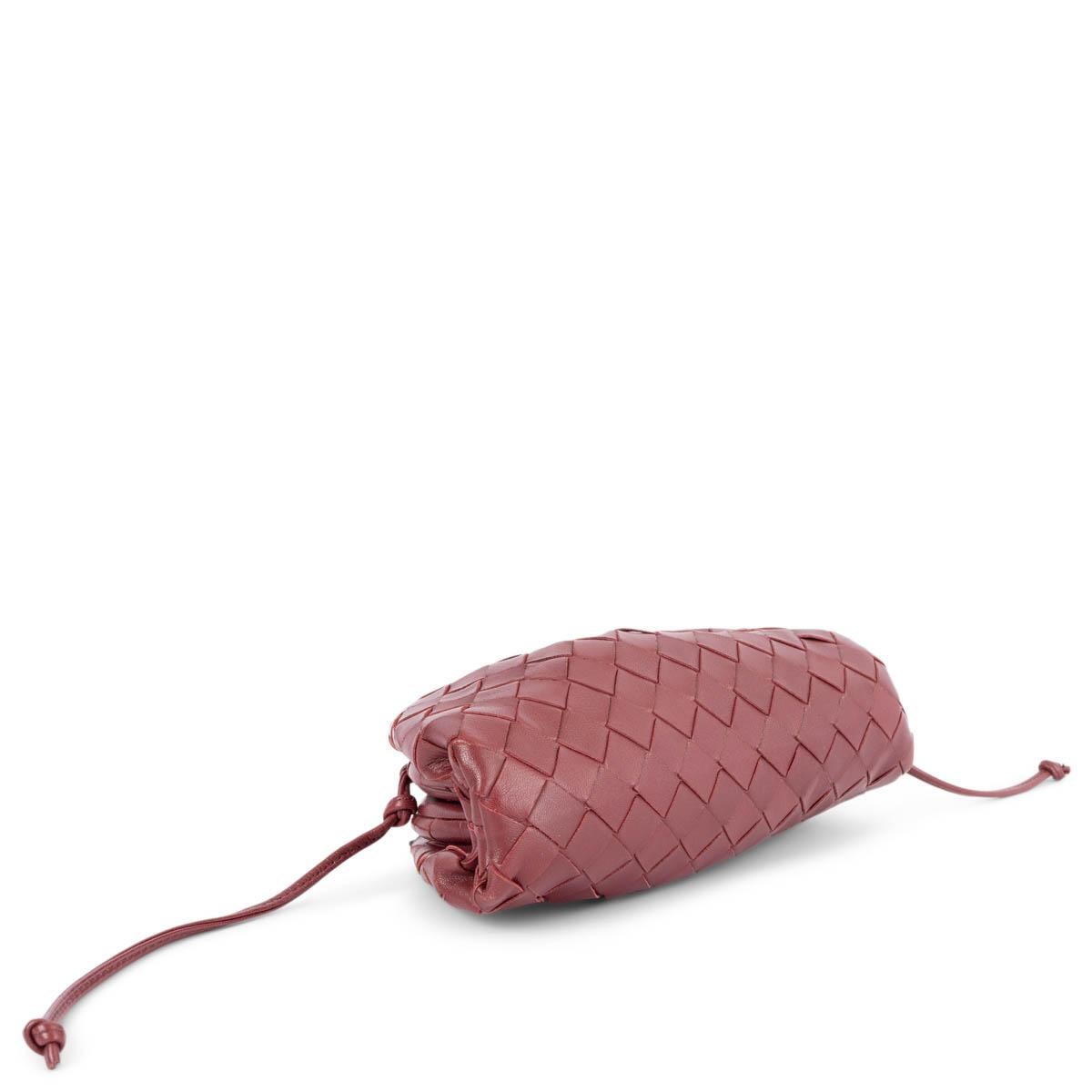 Women's BOTTEGA VENETA burgundy Intrecciato leather MINI POUCH Crossbody Bag
