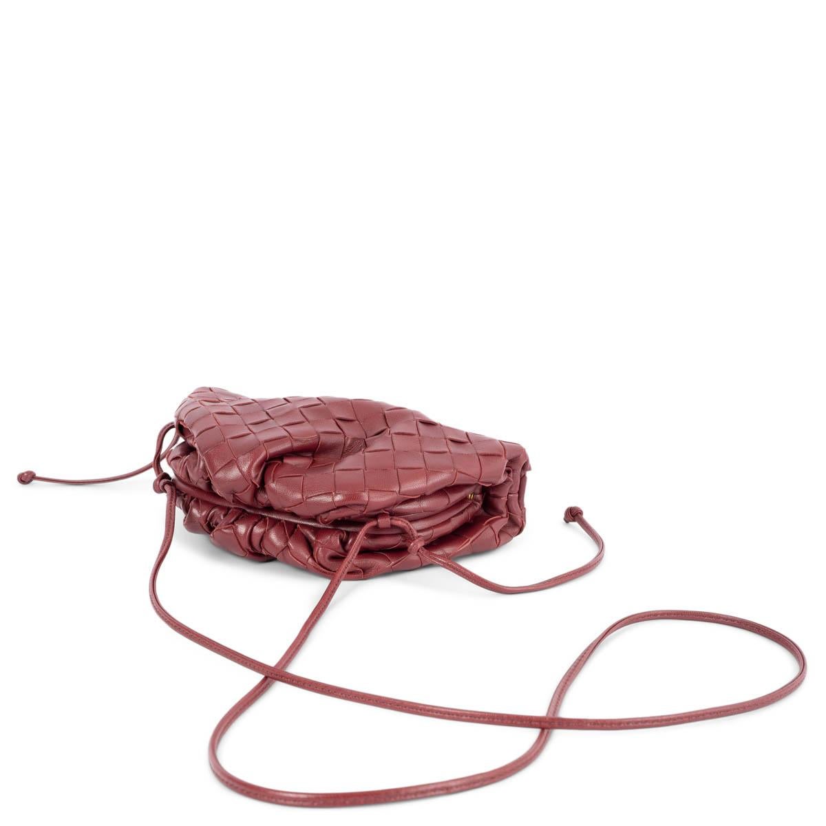 BOTTEGA VENETA burgundy Intrecciato leather MINI POUCH Crossbody Bag 1