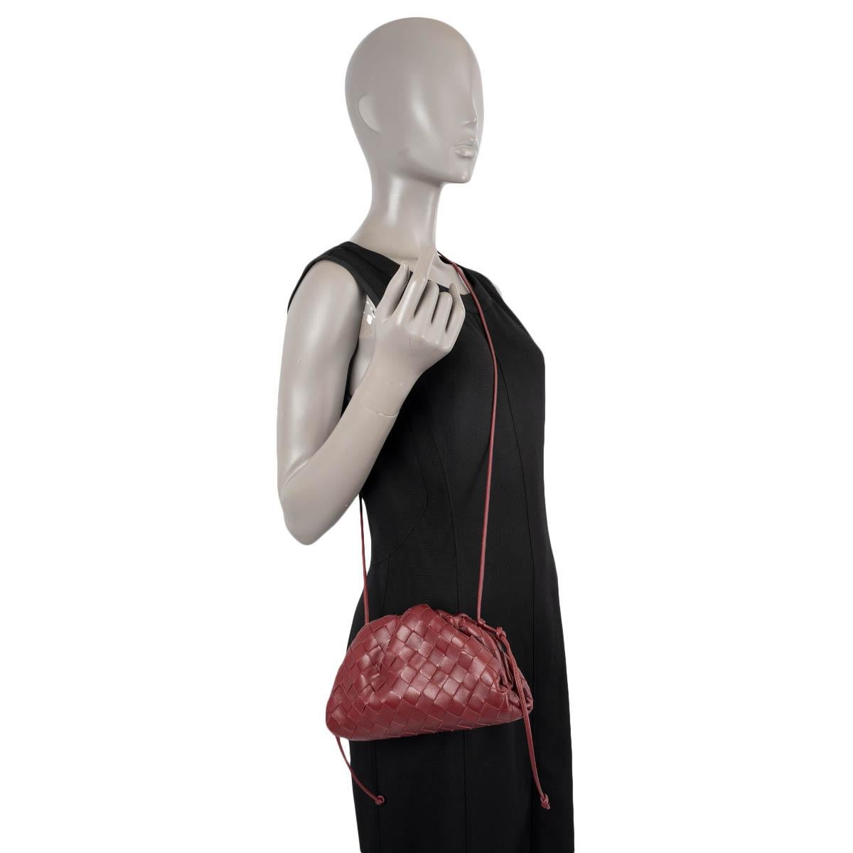 BOTTEGA VENETA burgundy Intrecciato leather MINI POUCH Crossbody Bag 5