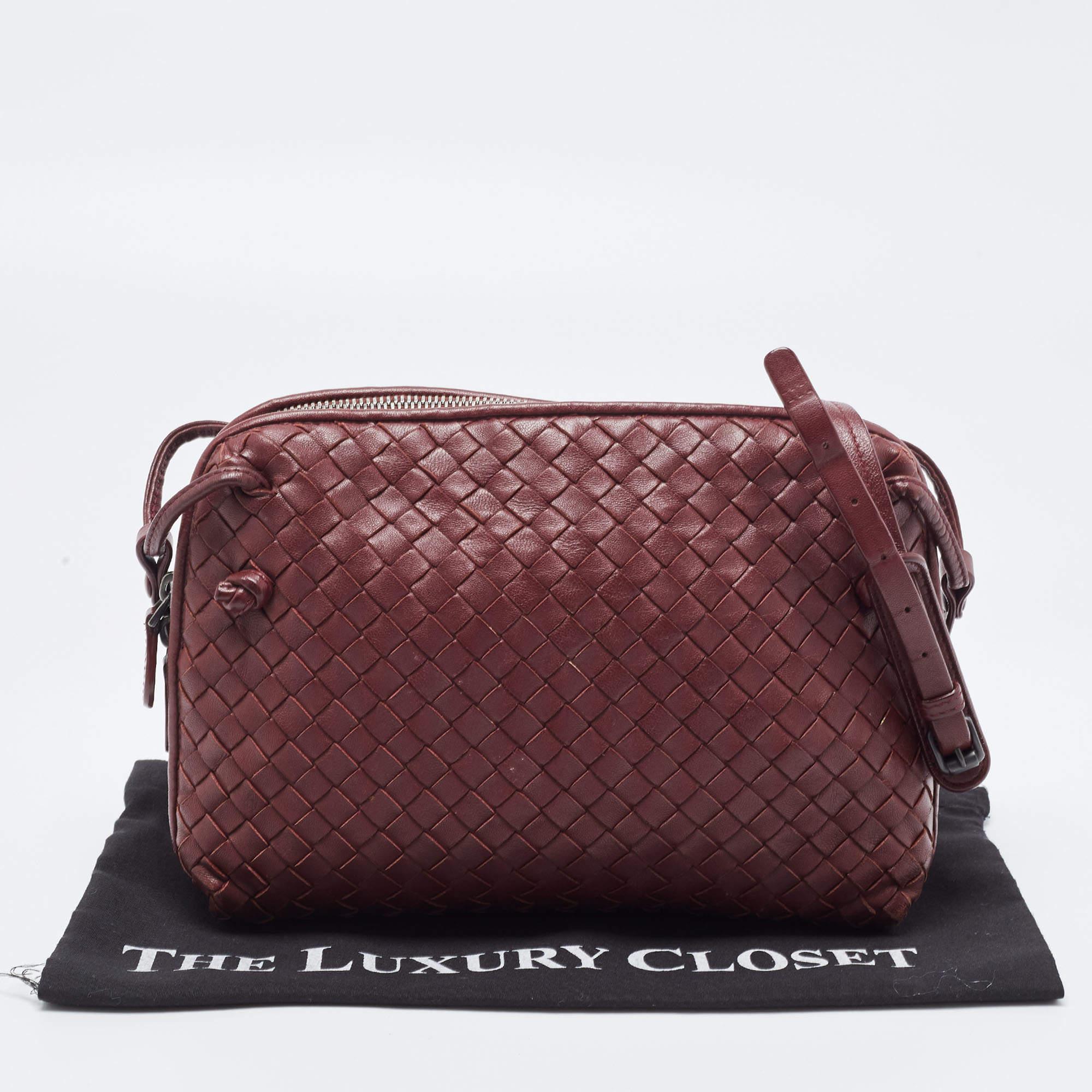 Bottega Veneta Burgundy Intrecciato Leather Nodini Crossbody Bag 12