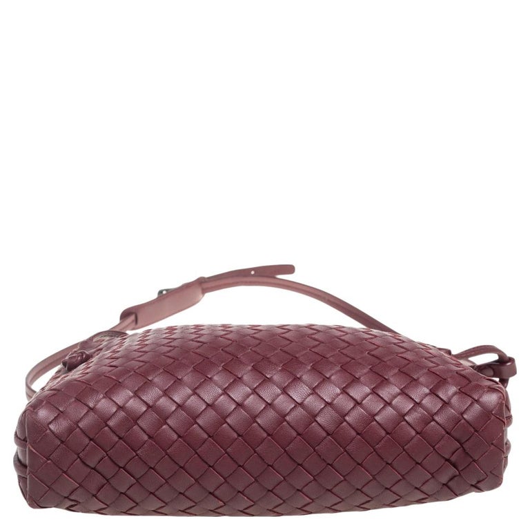 Bottega Veneta Burgundy Woven Leather Crossbody Strap Bag – AvaMaria