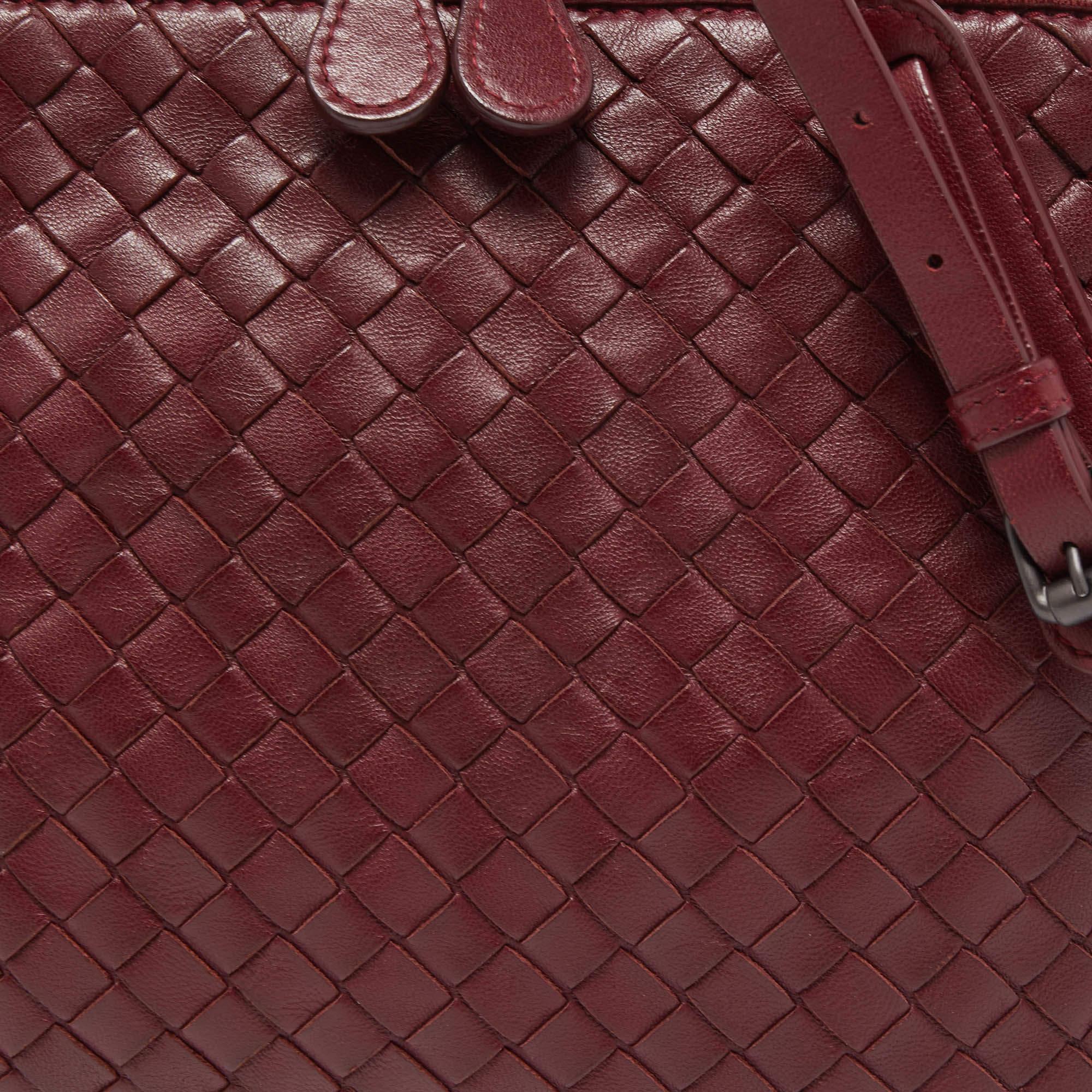 Bottega Veneta Burgundy Intrecciato Leather Nodini Crossbody Bag 3