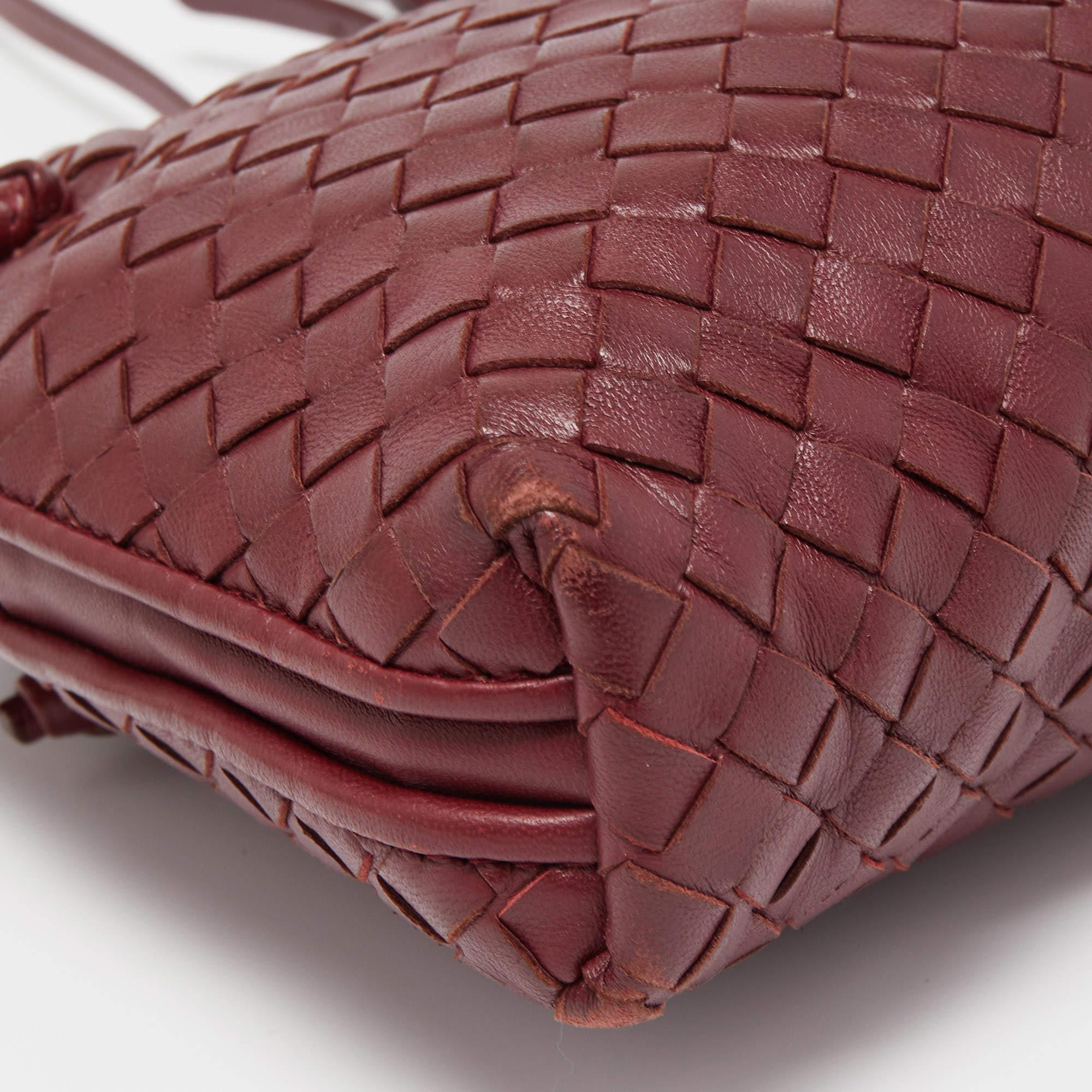 Bottega Veneta Burgundy Intrecciato Leather Nodini Crossbody Bag 4