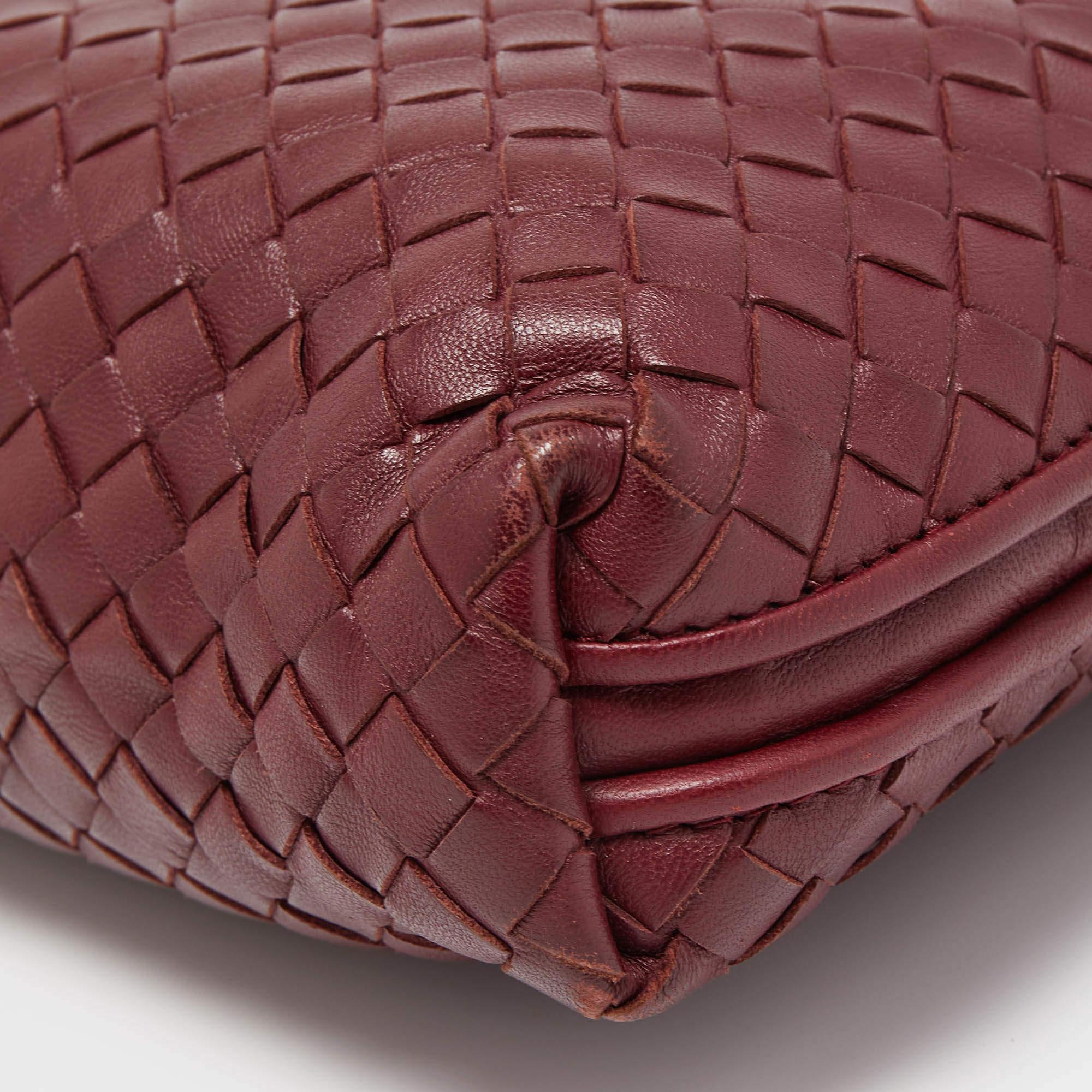 Bottega Veneta Burgundy Intrecciato Leather Nodini Crossbody Bag 5