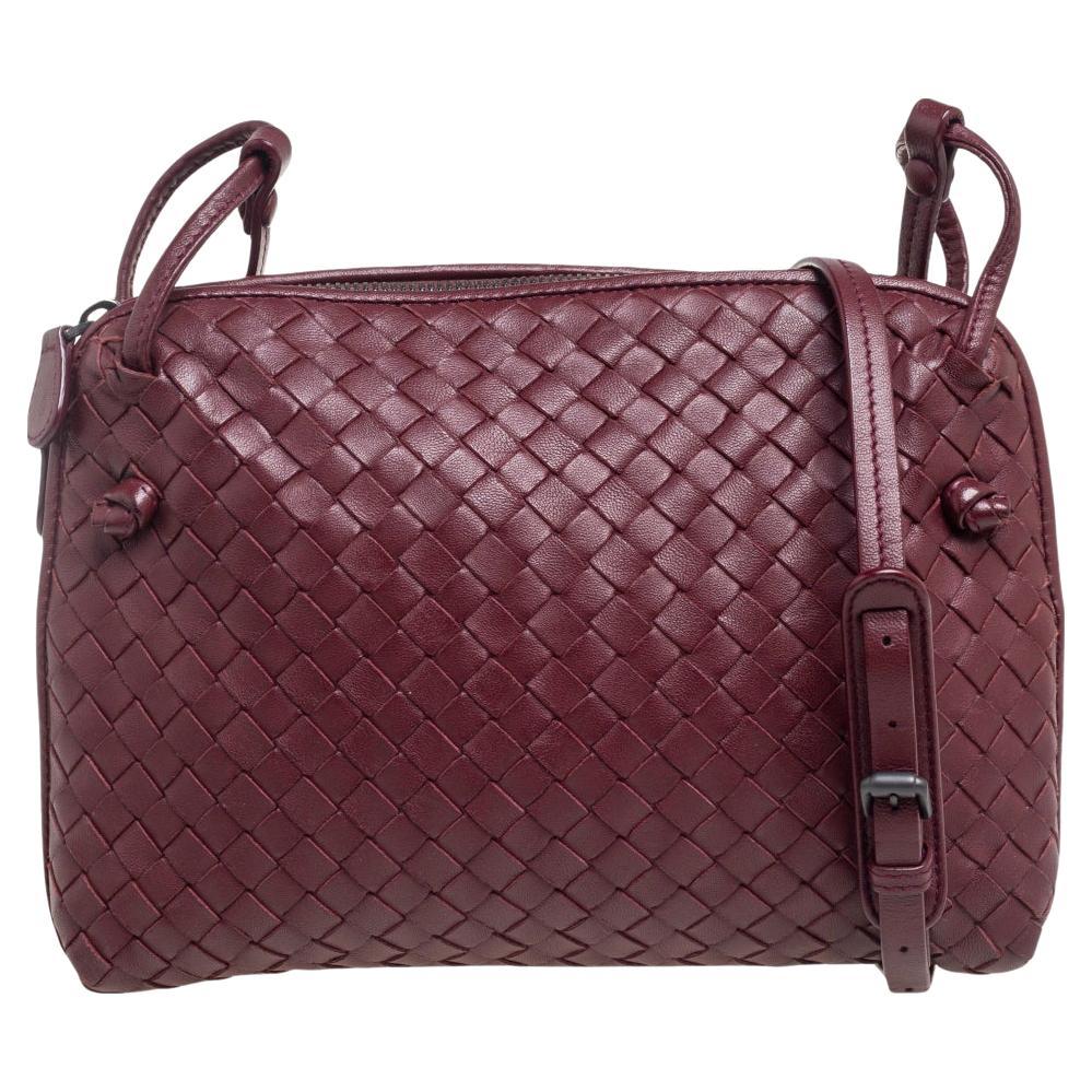 1990s Bottega Veneta Taupe Leather Intrecciato Crossbody Bag For Sale at  1stDibs