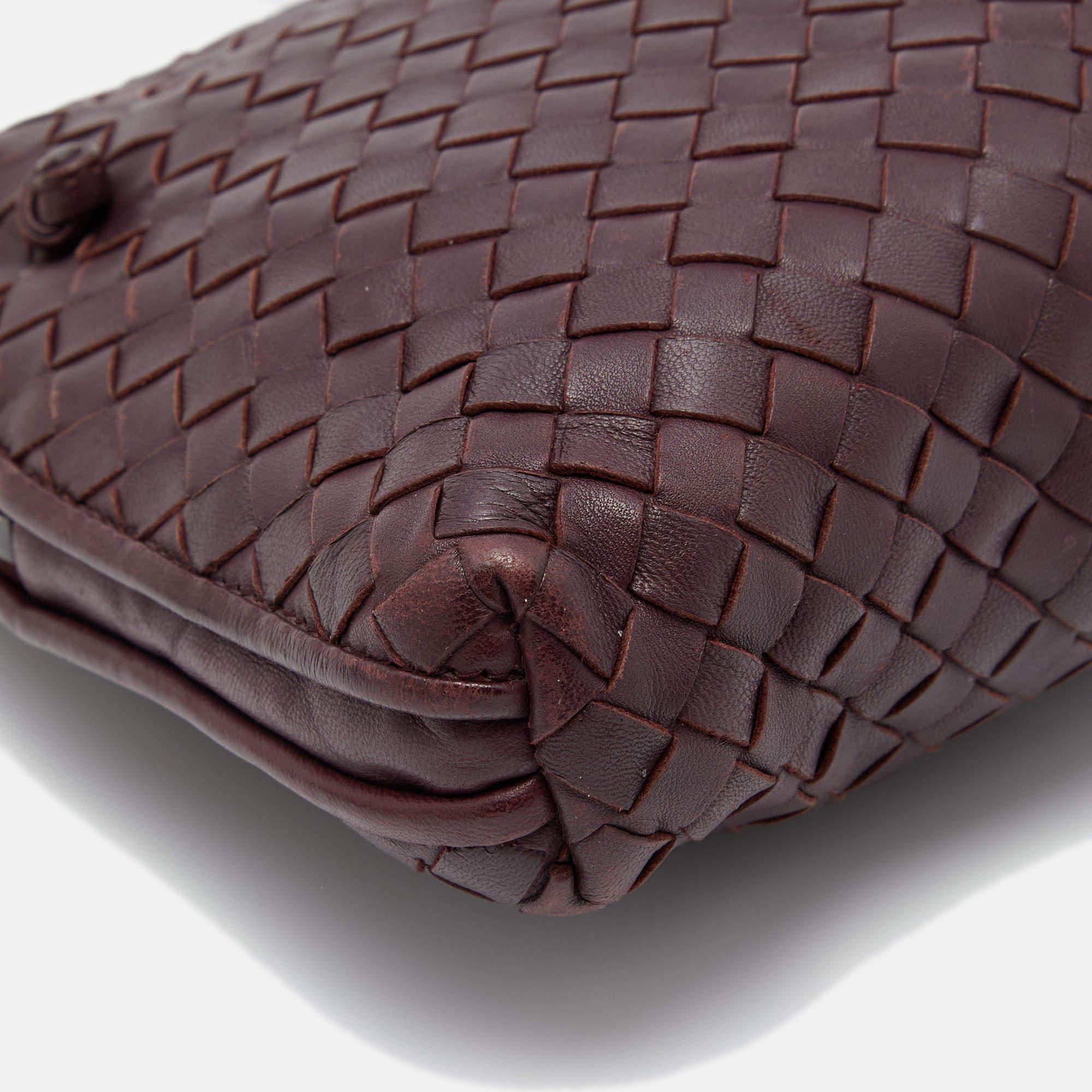 Bottega Veneta Burgundy Intrecciato Leather Nodini Shoulder Bag 11