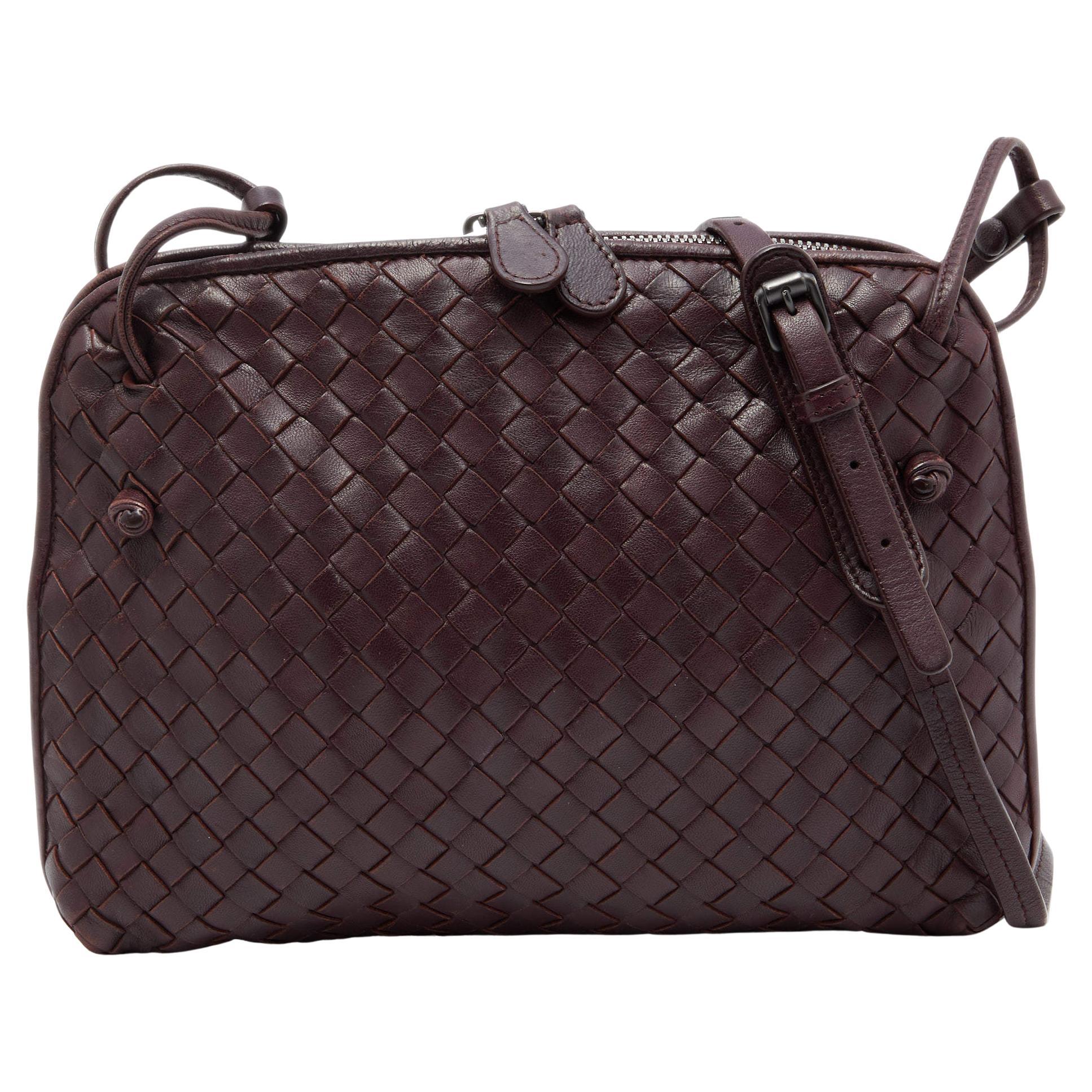 Bottega Veneta Burgundy Intrecciato Leather Nodini Shoulder Bag