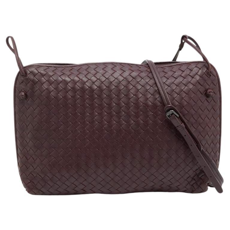Bottega Veneta Burgundy Intrecciato Leather Nodini Shoulder Bag