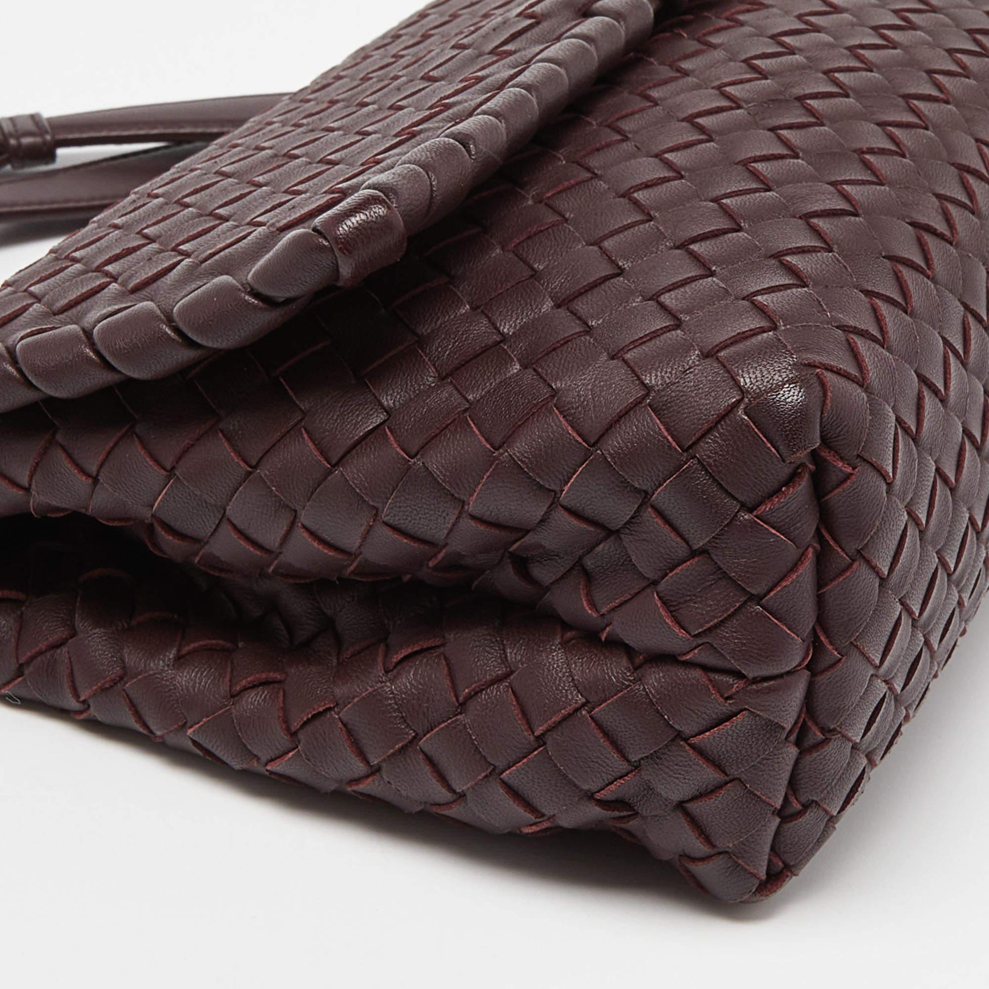 Bottega Veneta Burgundy Intrecciato Leather Olimpia Flap Shoulder Bag 2