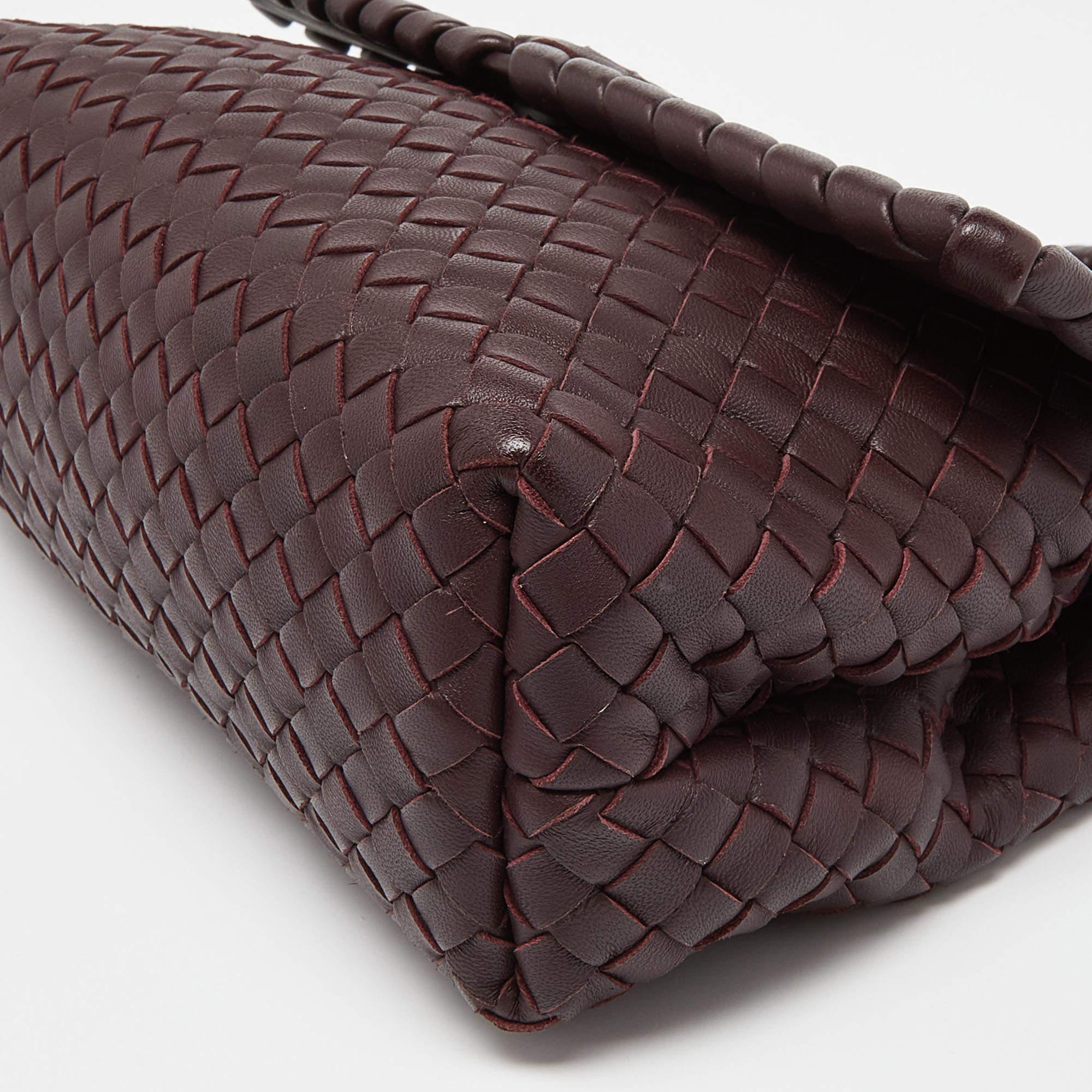 Bottega Veneta Burgundy Intrecciato Leather Olimpia Flap Shoulder Bag 5