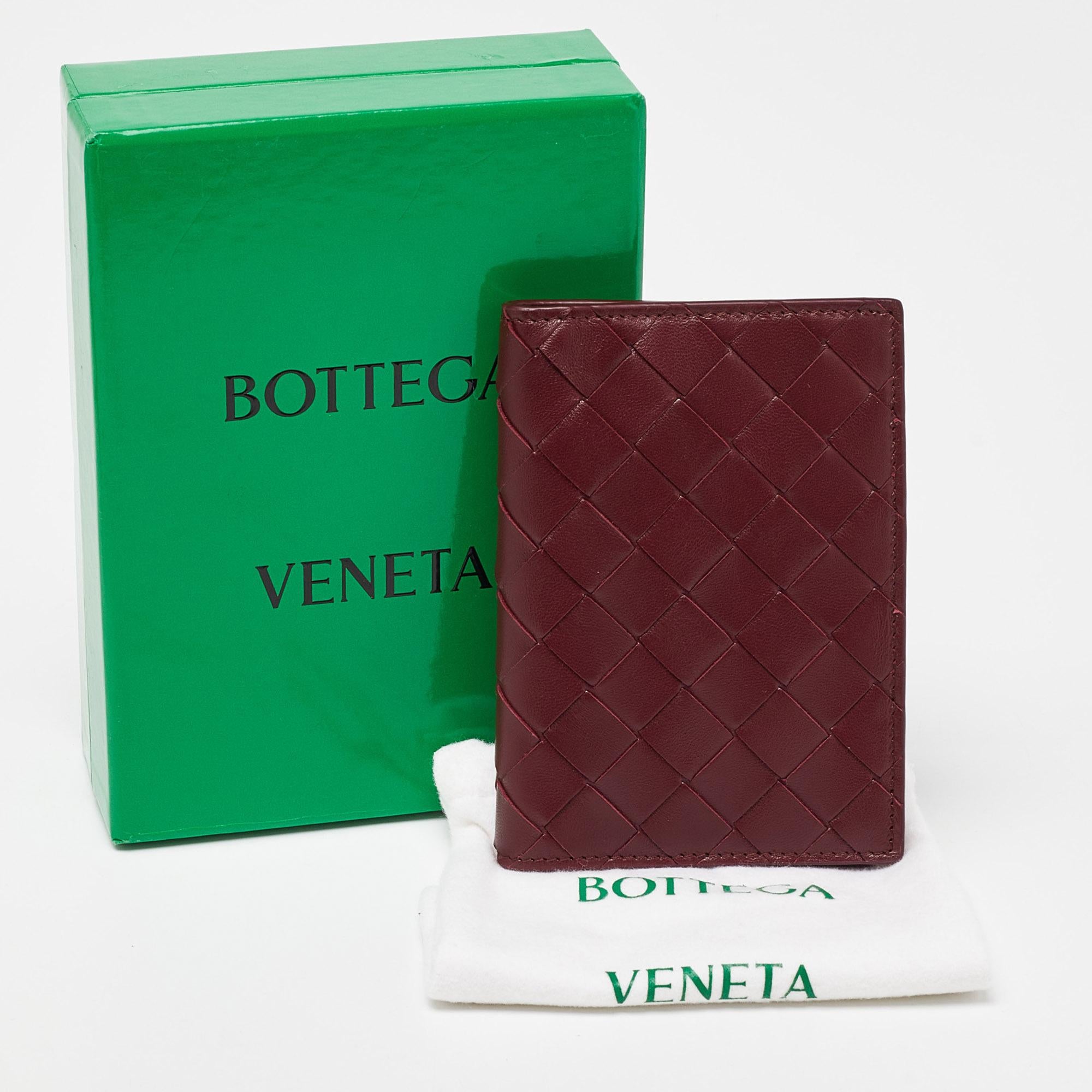 Bottega Veneta Burgundy Intrecciato Leather Passport Holder 3