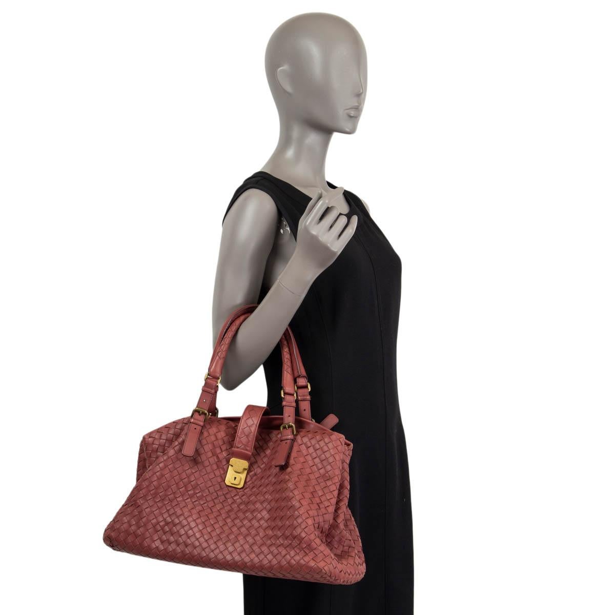 BOTTEGA VENETA burgundy Intrecciato leather ROMA MEDIUM TOTE Bag For Sale 3