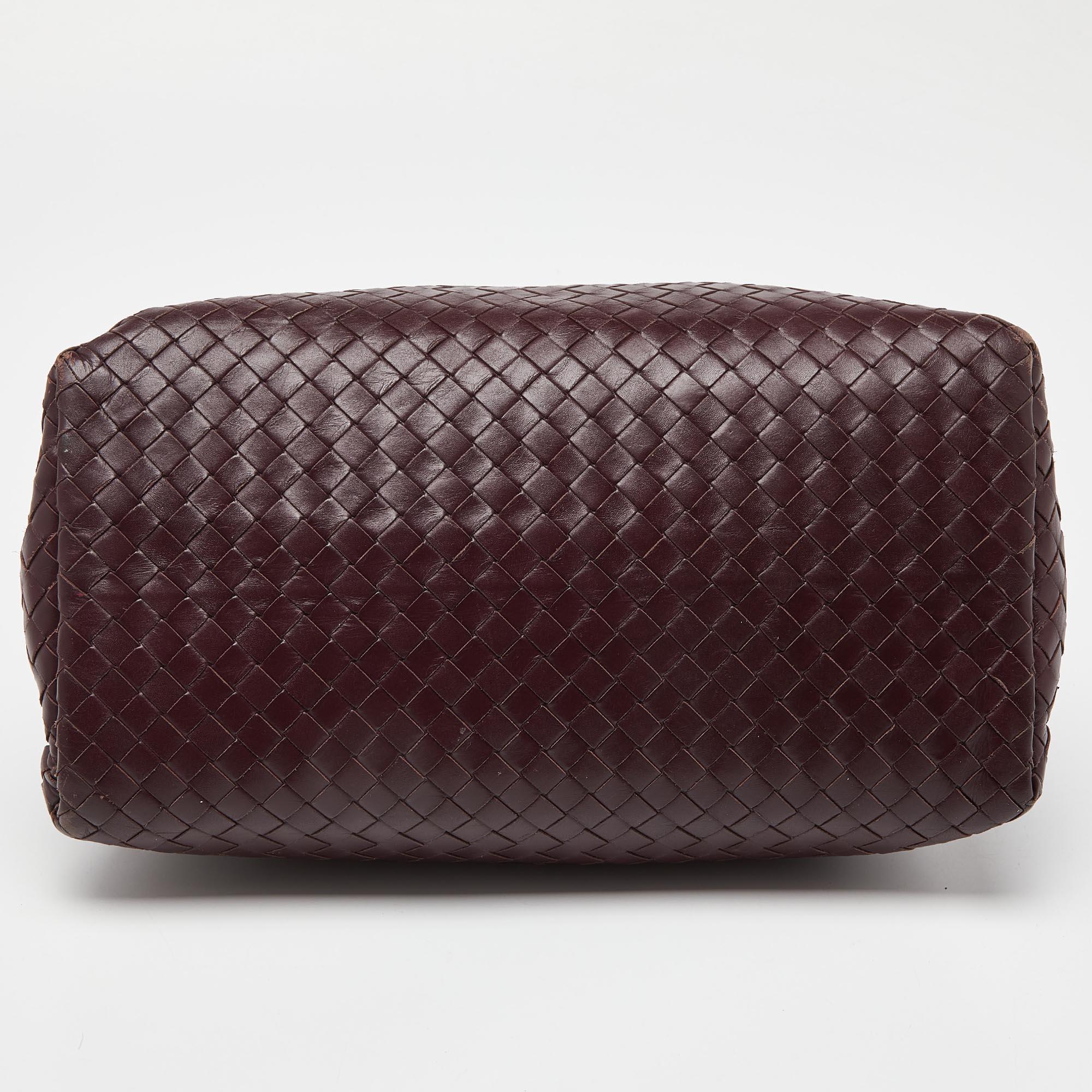 Bottega Veneta Burgundy Intrecciato Leather Small Roma Tote 1