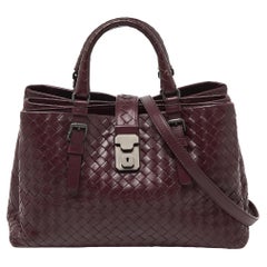 Bottega Veneta Burgundy Intrecciato Leather Small Roma Tote