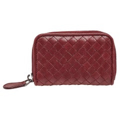 Bottega Veneta Burgundy Intrecciato Leather Wallet