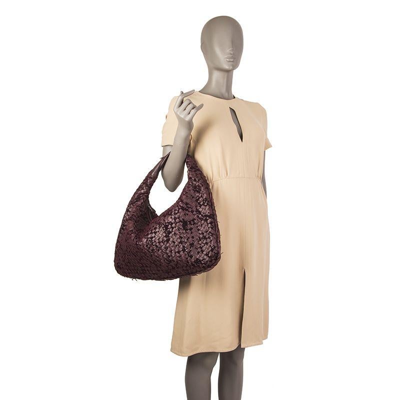 Women's BOTTEGA VENETA burgundy INTRECCIATO VLOURS VENETA LARGE Hobo Shoulder Bag