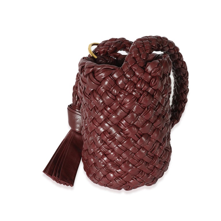 Women's Bottega Veneta Burgundy Intreccio Leather Kalimero Bucket For Sale