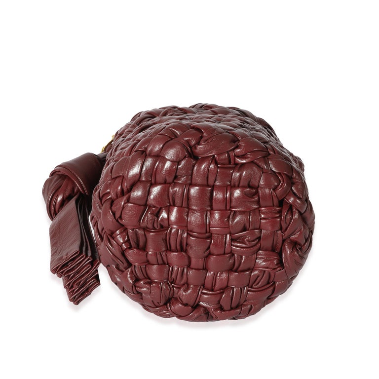 Bottega Veneta Burgundy Intreccio Leather Kalimero Bucket For Sale 2
