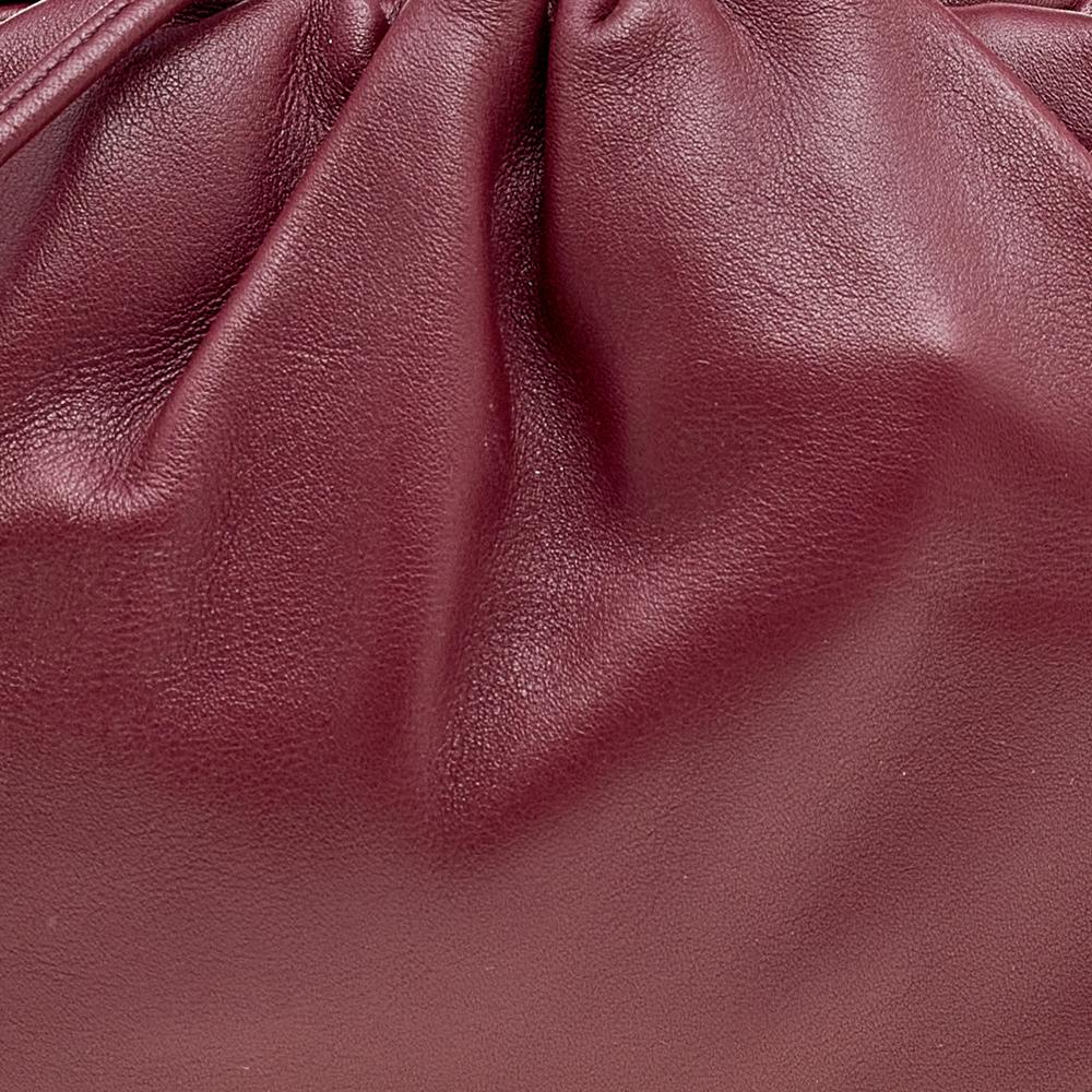 Women's Bottega Veneta Burgundy Leather Mini Pouch Clutch
