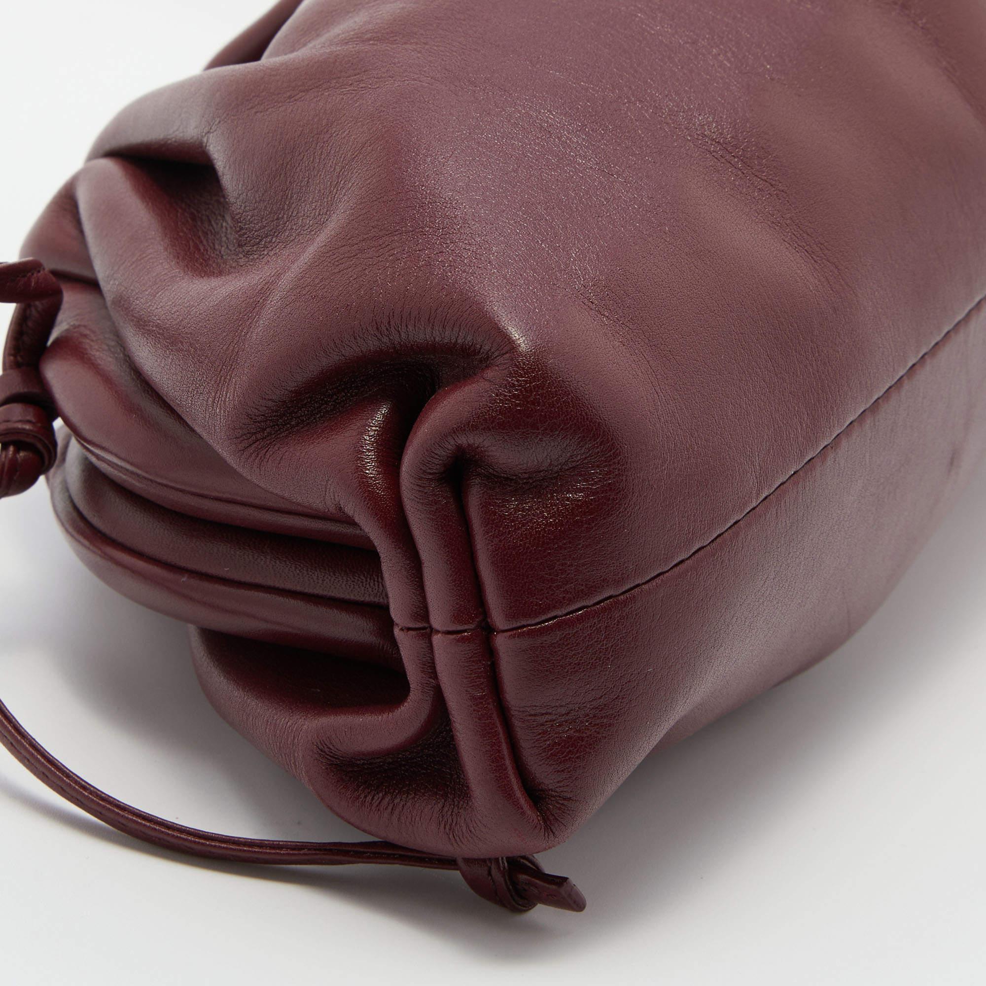 Bottega Veneta Burgundy Leather Mini The Pouch Bag For Sale 2