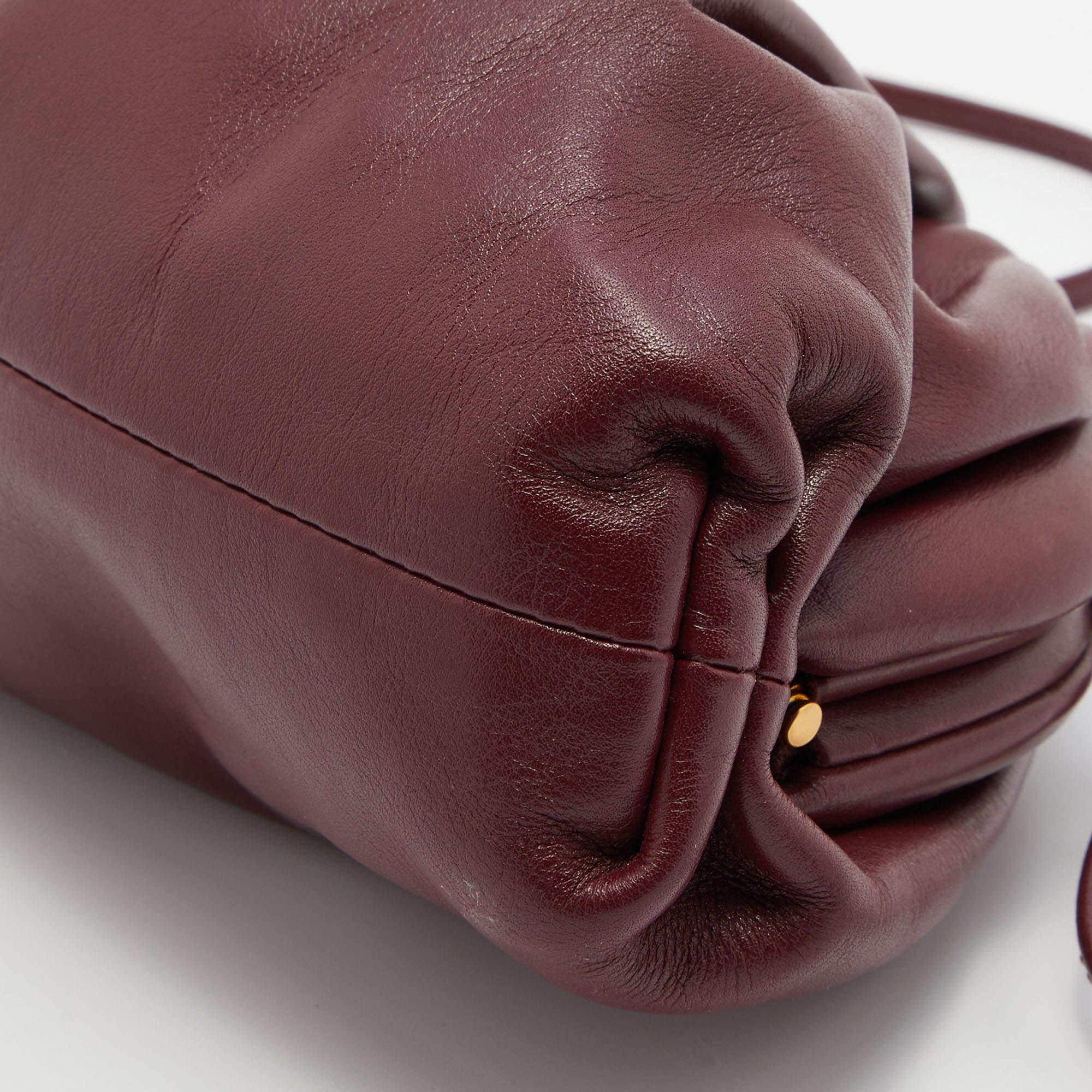 Bottega Veneta Burgundy Leather Mini The Pouch Bag For Sale 3