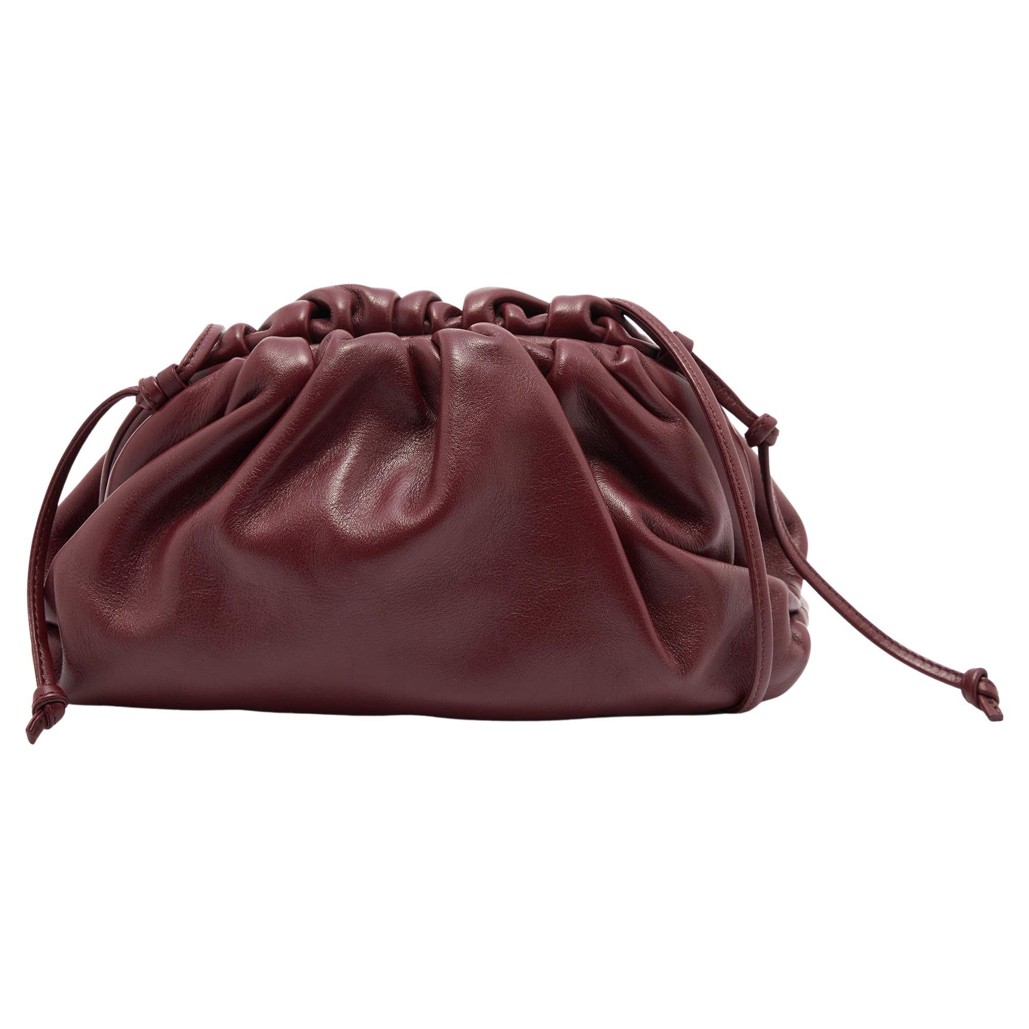 Bottega Veneta Burgundy Leather Mini The Pouch Bag For Sale