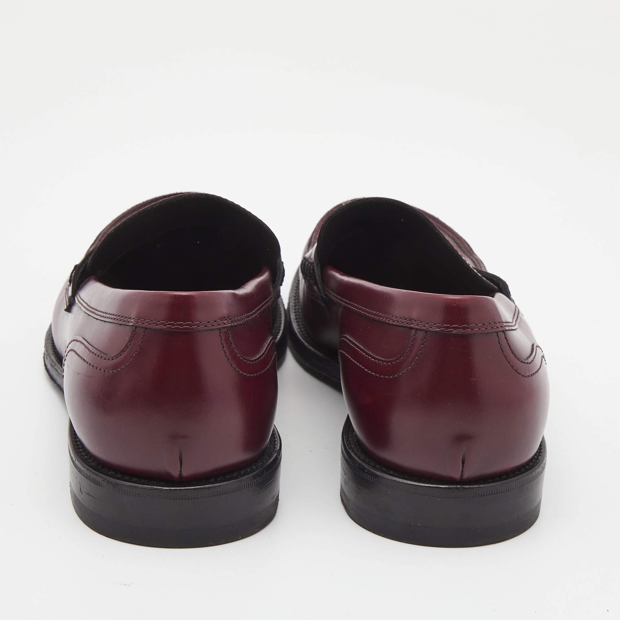 Men's Bottega Veneta Burgundy Leather Slip On Loafers Size 41.5