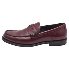 Bottega Veneta Burgundy Leather Slip On Loafers Size 41.5
