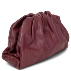 BOTTEGA VENETA burgundy leather THE POUCH OVERSIZED Clutch Bag Bordeaux