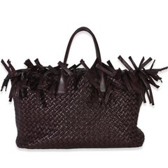 Bottega Veneta Burgundy Nappa Intrecciato Fringe Oversized Cabat Tote