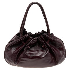 Bottega Veneta Burgundy Patent Leather Whipstitch Satchel