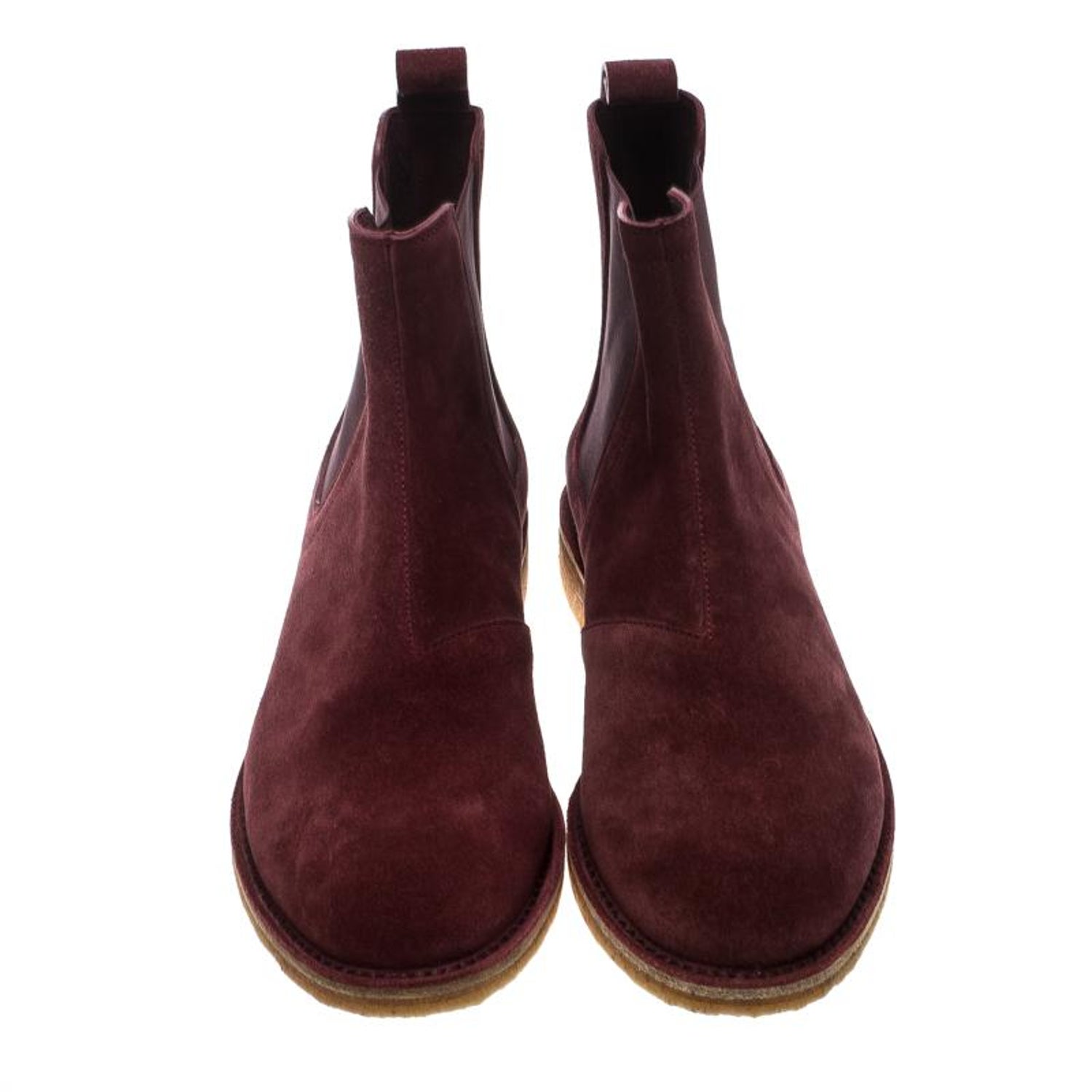 Bottega Veneta Burgundy Suede Voortrekking Chelsea Ankle Boots Size 40.5  For Sale at 1stDibs