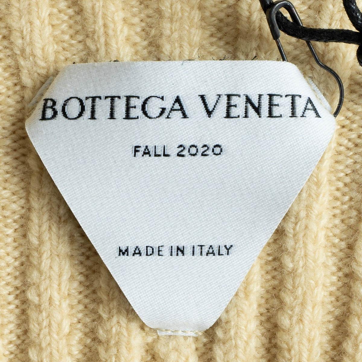 BOTTEGA VENETA Butter beige wool 2020 RIBBED ZIP-FRONT Sweater L For Sale 4