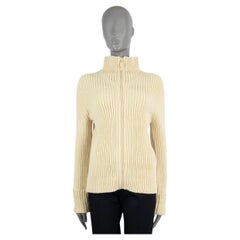 BOTTEGA VENETA Butterbeige Wolle 2020 RIBBED ZIP-FRONT Pullover L