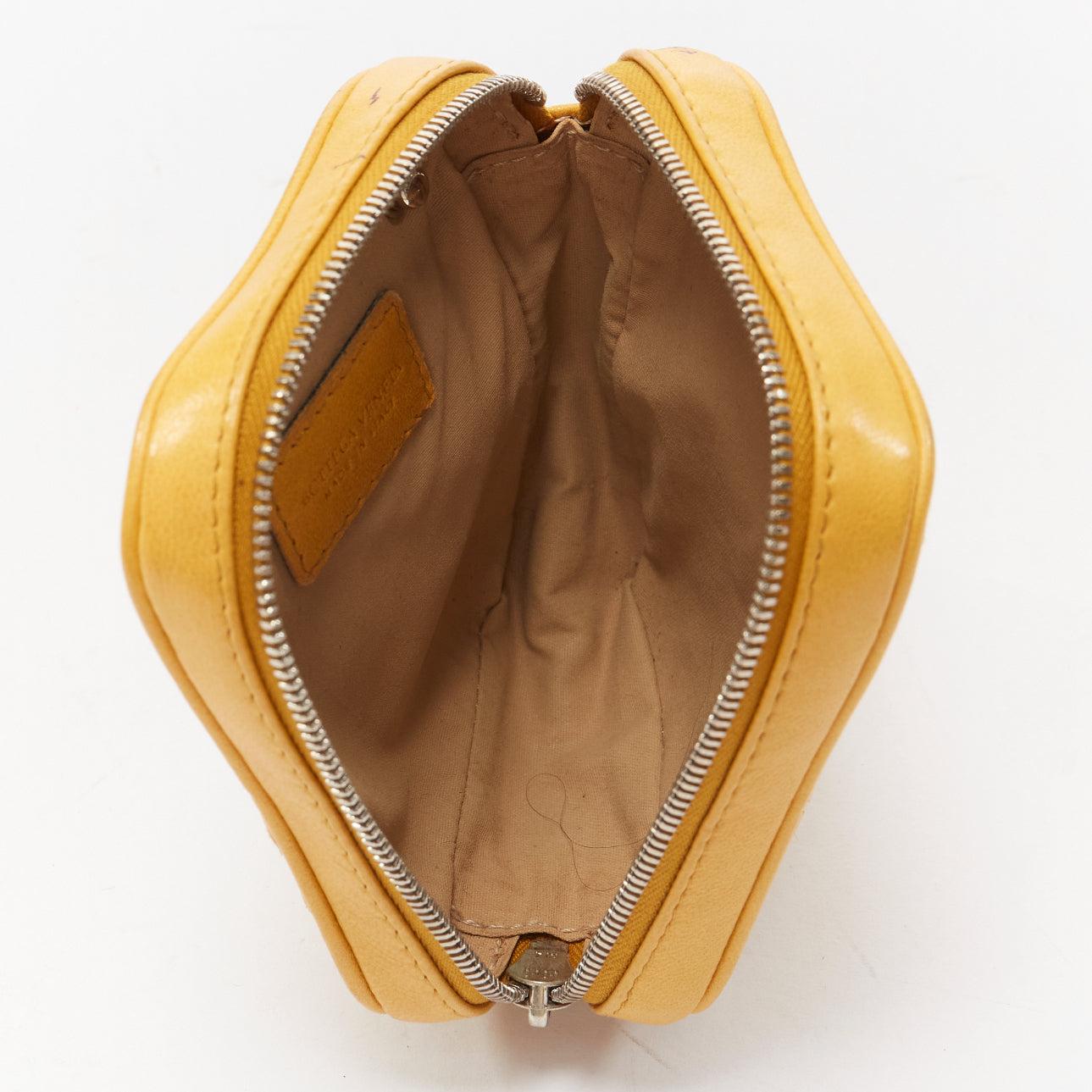 BOTTEGA VENETA butter yellow intrecciato woven silver chain wrist pouch bag In Fair Condition For Sale In Hong Kong, NT