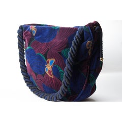 Sac hobo en velours texturé imprimé papillons de Bottega Veneta, vers 1970