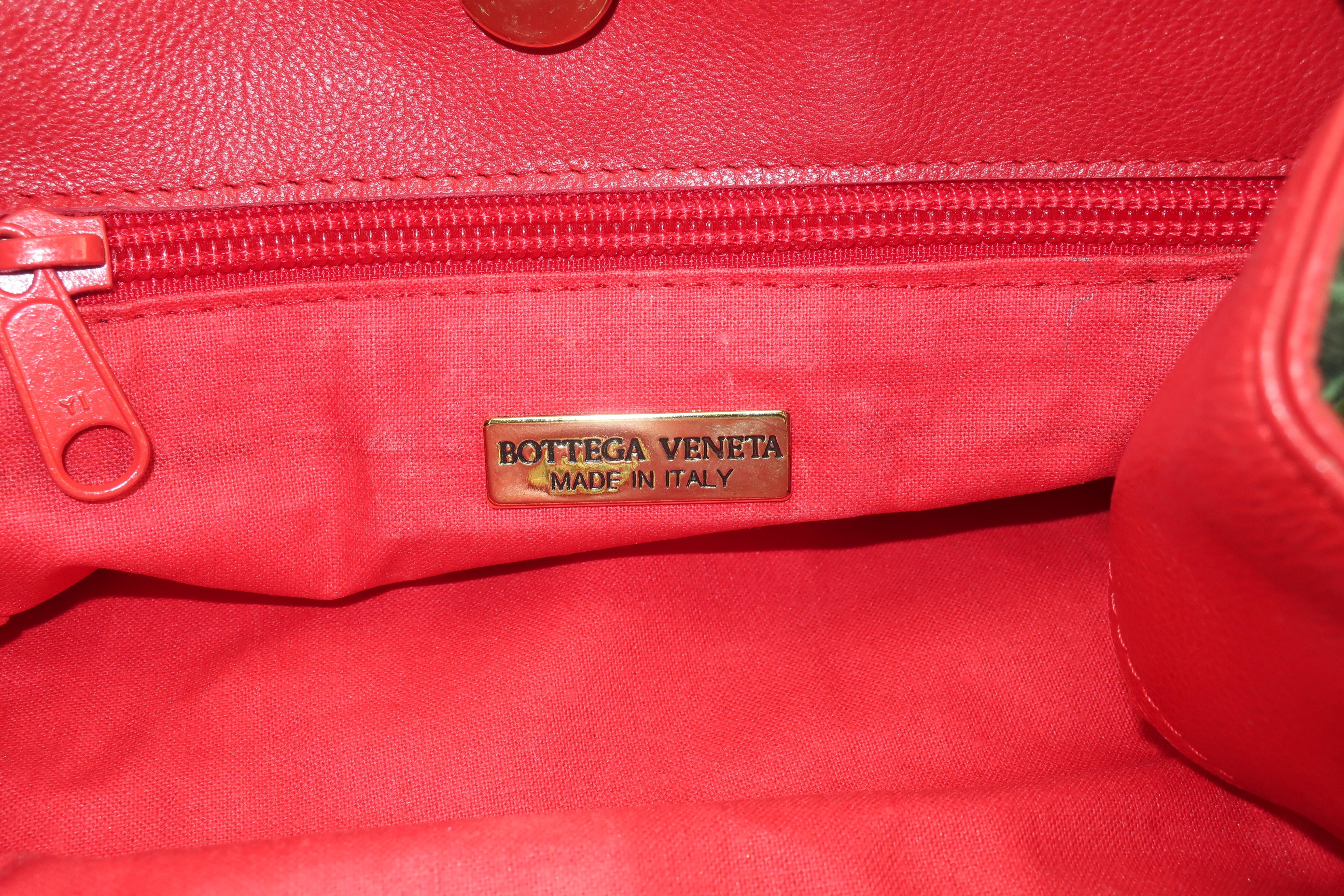 Bottega Veneta Butterfly Fabric & Red Leather Handbag, 1970's 2