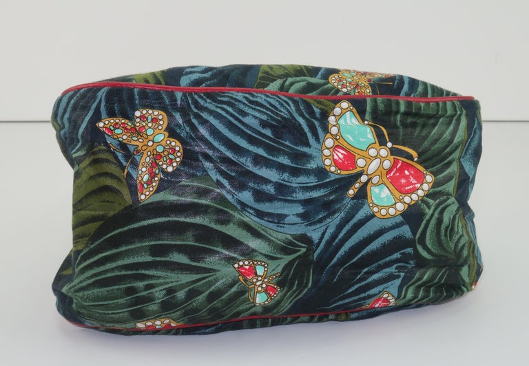 Bottega Veneta Butterfly Fabric & Red Leather Handbag, 1970's For Sale 2