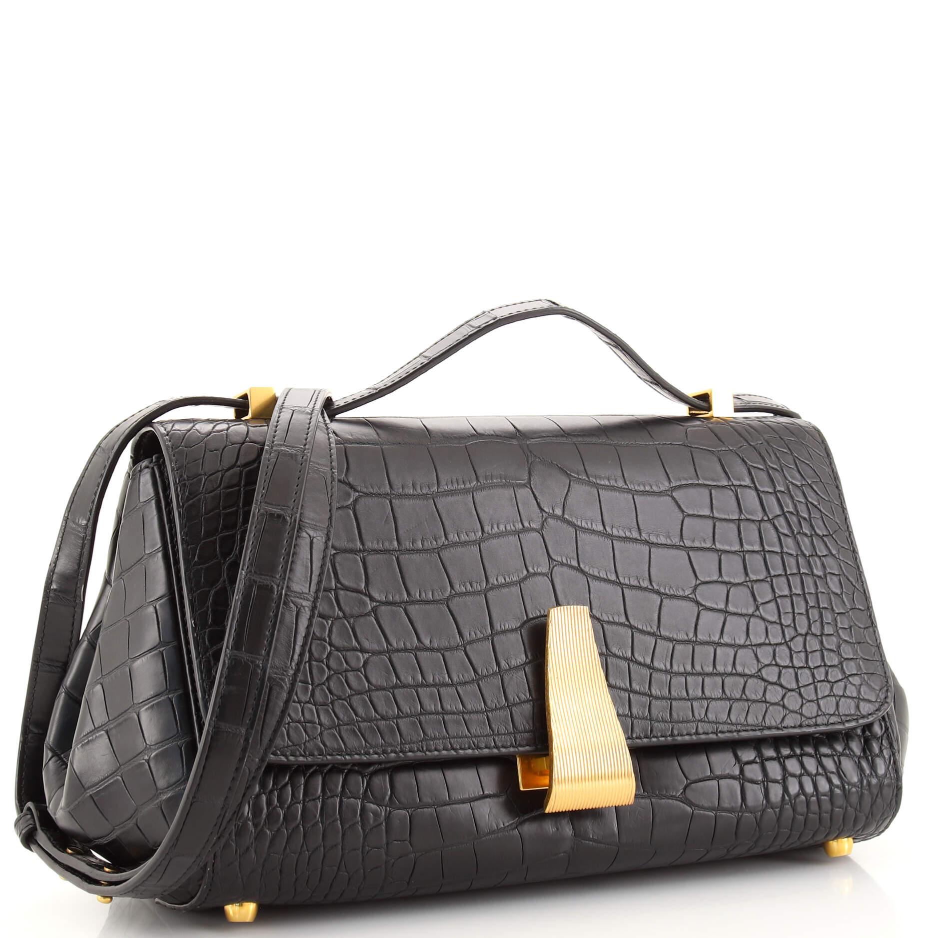 Bottega Veneta BV Angle Bag Crocodile Embossed Leather Medium In Good Condition In NY, NY