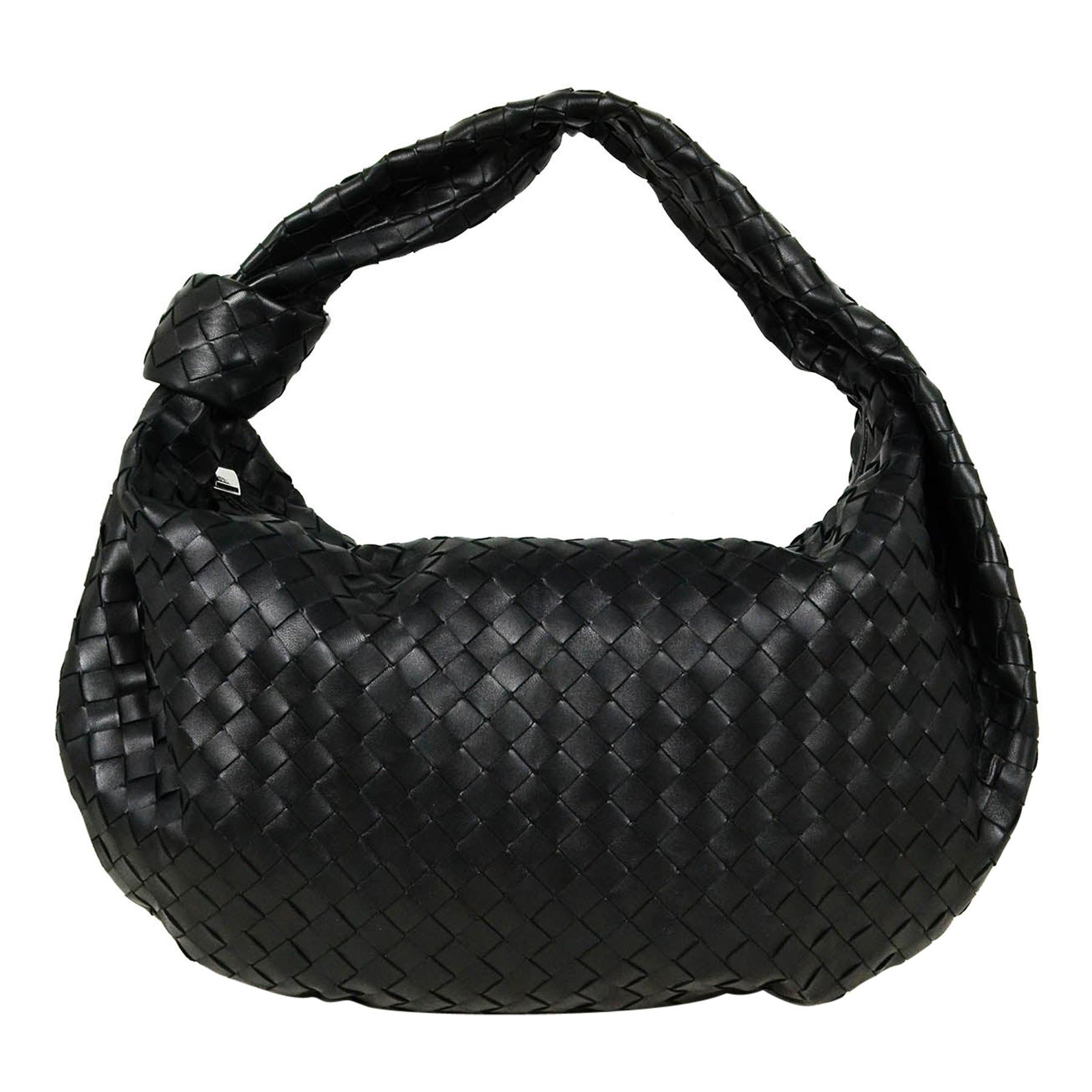 Bottega Veneta LIKE NEW BV Black Woven Intrecciato Leather Medium Jodie Hobo Bag